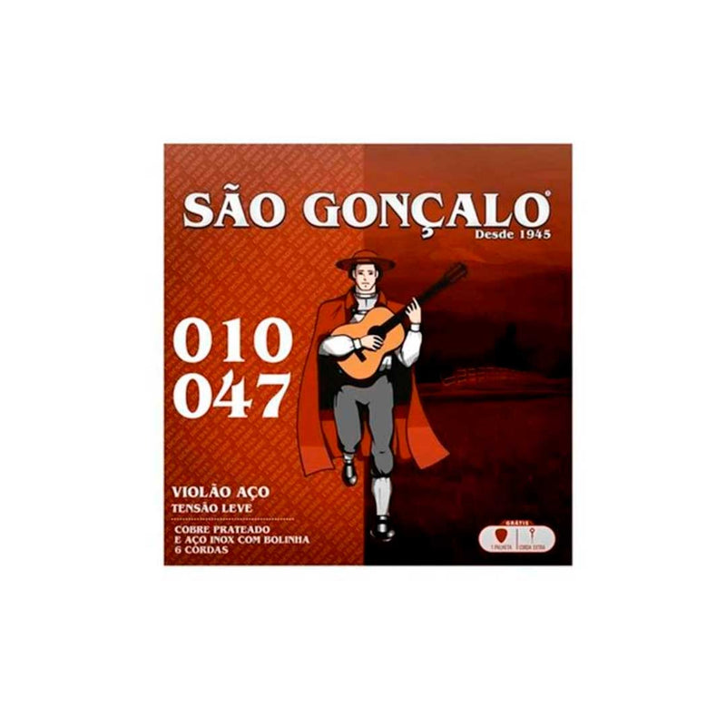 Jogo De Cordas Violão Aço Com Bolinha 010" 047" São Gonçalo