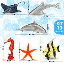 Kit Animais Marinhos Rio Peixe Jacare Fazendinha Tubarao