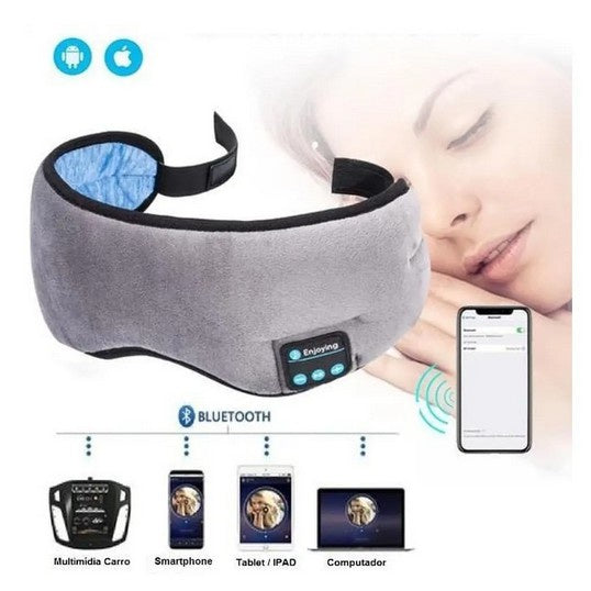 Máscara de Dormir Tapa Olho Musical com Som Bluetooth