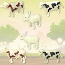 Kit Animais De Fazenda Brinquedo De Borracha Vaca Cavalo