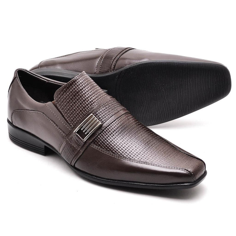 Sapato Casual Conforto Couro Marrom 013