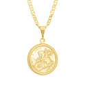 Corrente Italiana Piastrini Fecho Gaveta 2,5mm - 6g - 70 Cm + Pingente Medalha De São Jorge Diamantado - 2,3 X 2,3 Cm