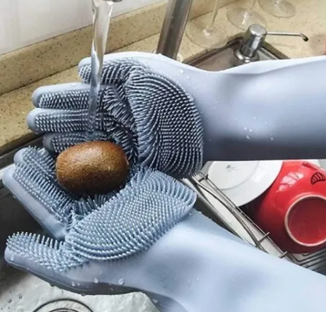 3 Pares De Luva Escova De Silicone Esponja Lava Louça Mágica