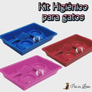 Kit Higiênico bandeja para gatos caixa de areia para gatos com 2 comedouros, 2 bolinhas de guizo, 1 pazinha e 1 bandeja