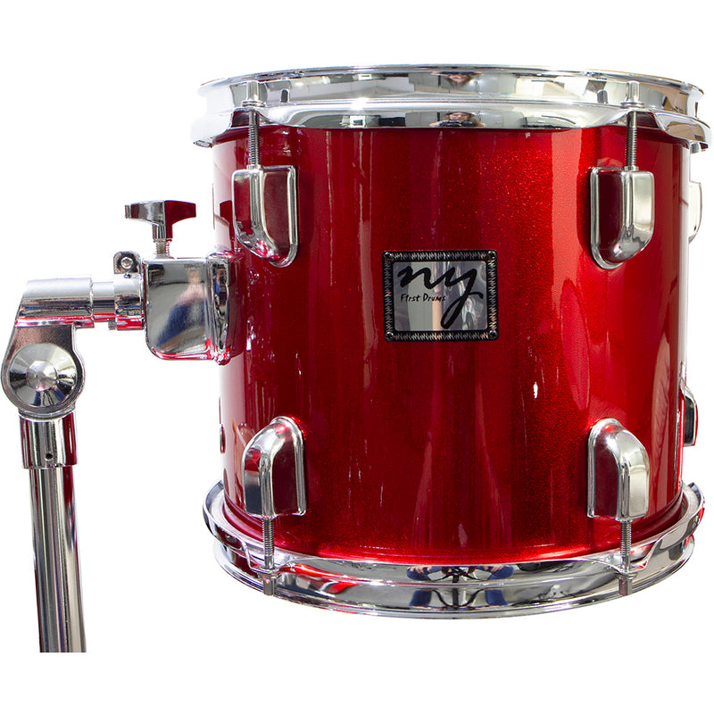 Bateria Acústica 2t Cromada Vermelho Com Banco Ny-f1rst