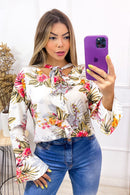 Blusa Crepe Manga Longa Frente Babado