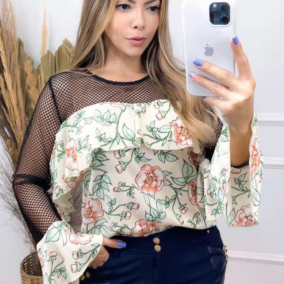 Blusa Chiffon Detalhe Na Manga