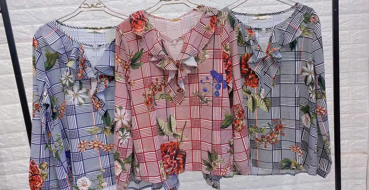 Blusa Chiffon Floral Gola Babado Manga Longa