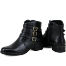 Bota Casual Feminina Cano Curto Couro Comfort Preto 2469