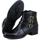 Bota Casual Feminina Cano Curto Couro Comfort Preto 2469