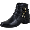 Bota Casual Feminina Cano Curto Couro Comfort Preto 2469