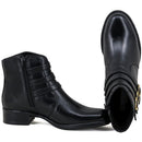 Bota Casual Feminina Cano Curto Couro Comfort Preto 2469