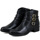 Bota Casual Feminina Cano Curto Couro Comfort Preto 2469