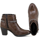 Bota Casual Feminina Cano Curto Couro Comfort Café 2367
