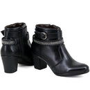 Bota Casual Feminina Cano Curto Couro Comfort Preto 2367
