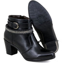 Bota Casual Feminina Cano Curto Couro Comfort Preto 2367
