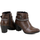 Bota Casual Feminina Cano Curto Couro Comfort Café 2367