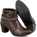 Bota Casual Feminina Cano Curto Couro Comfort Café 2367