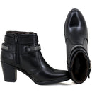 Bota Casual Feminina Cano Curto Couro Comfort Preto 2367