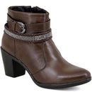 Bota Casual Feminina Cano Curto Couro Comfort Café 2367