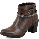 Bota Casual Feminina Cano Curto Couro Comfort Café 2367