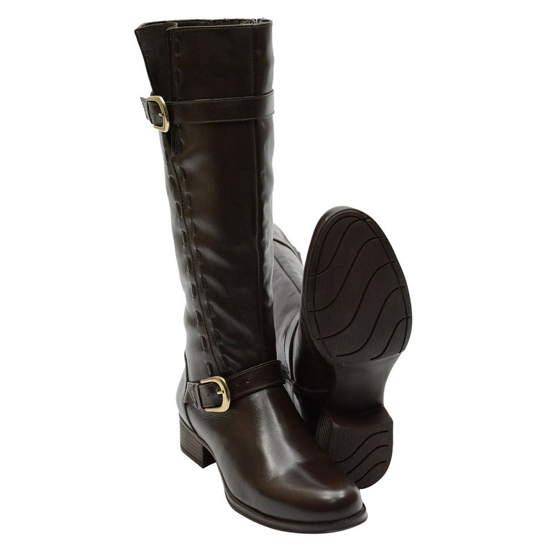 Bota Montaria Feminina Cano Longo Couro Comfort Café 2422