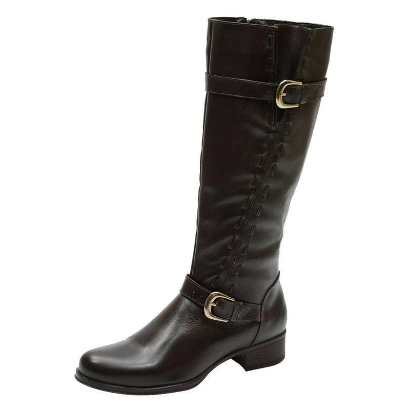 Bota Montaria Feminina Cano Longo Couro Comfort Café 2422