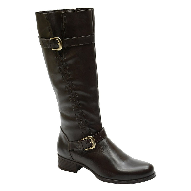 Bota Montaria Feminina Cano Longo Couro Comfort Café 2422