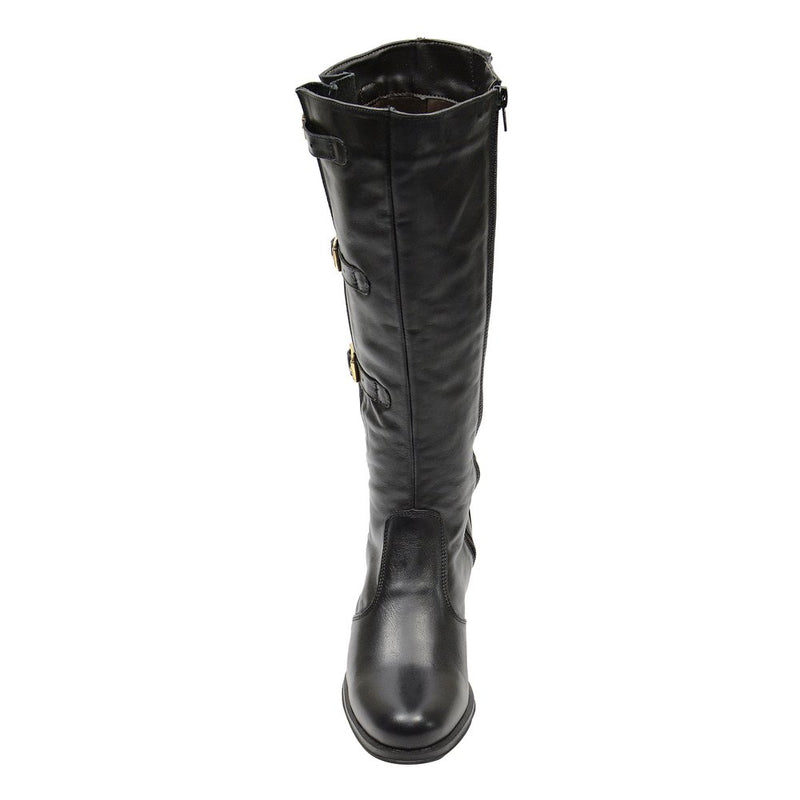 Bota Montaria Feminina Cano Longo Couro Comfort Preto 2411