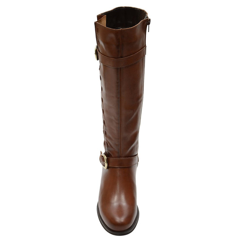 Bota Montaria Feminina Cano Longo Couro Comfort Brandy 2422