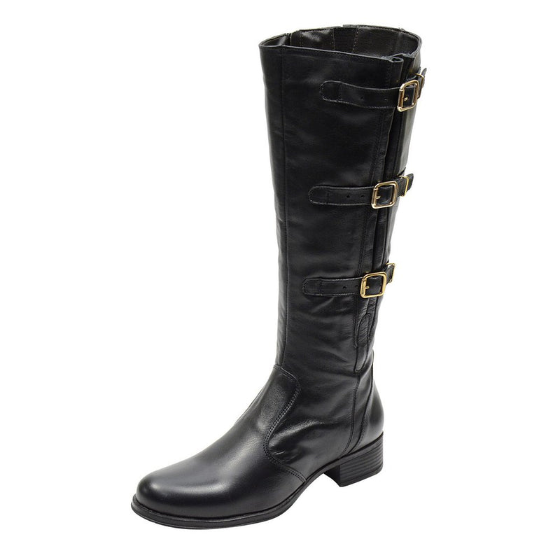 Bota Montaria Feminina Cano Longo Couro Comfort Preto 2411