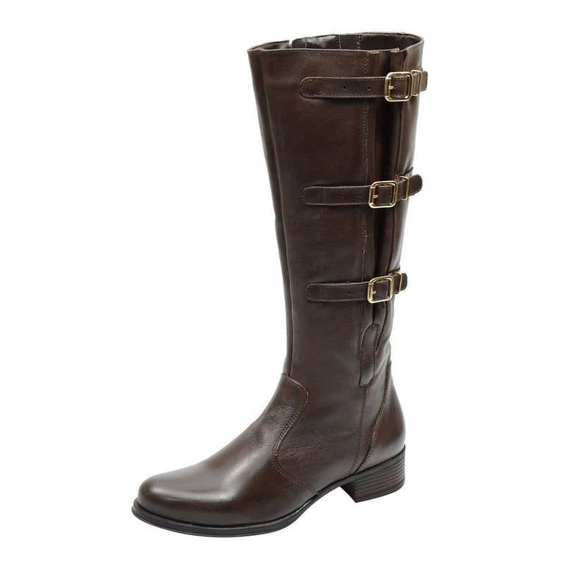 Bota Montaria Feminina Cano Longo Couro Comfort Café 2411