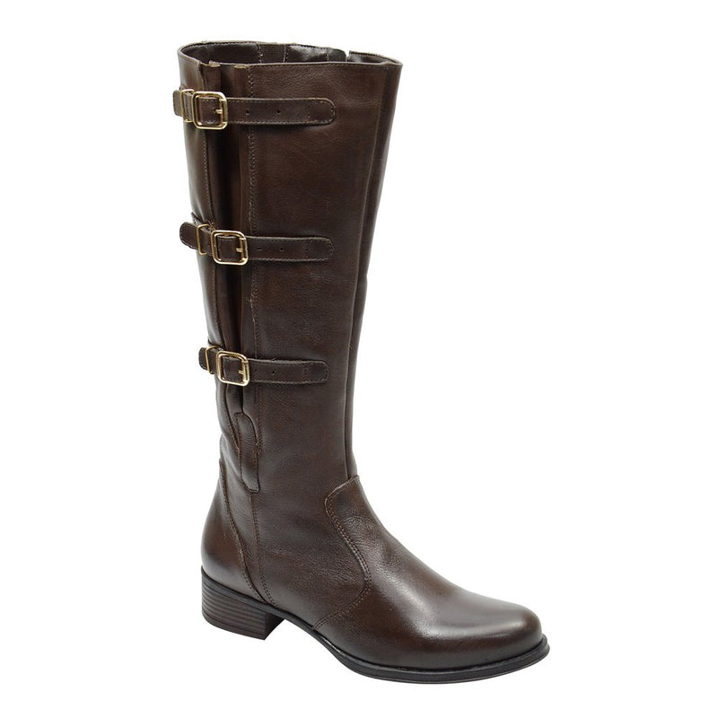 Bota Montaria Feminina Cano Longo Couro Comfort Café 2411