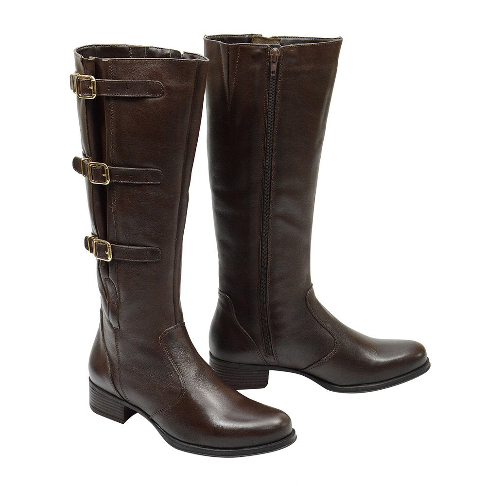 Bota Montaria Feminina Cano Longo Couro Comfort Café 2411