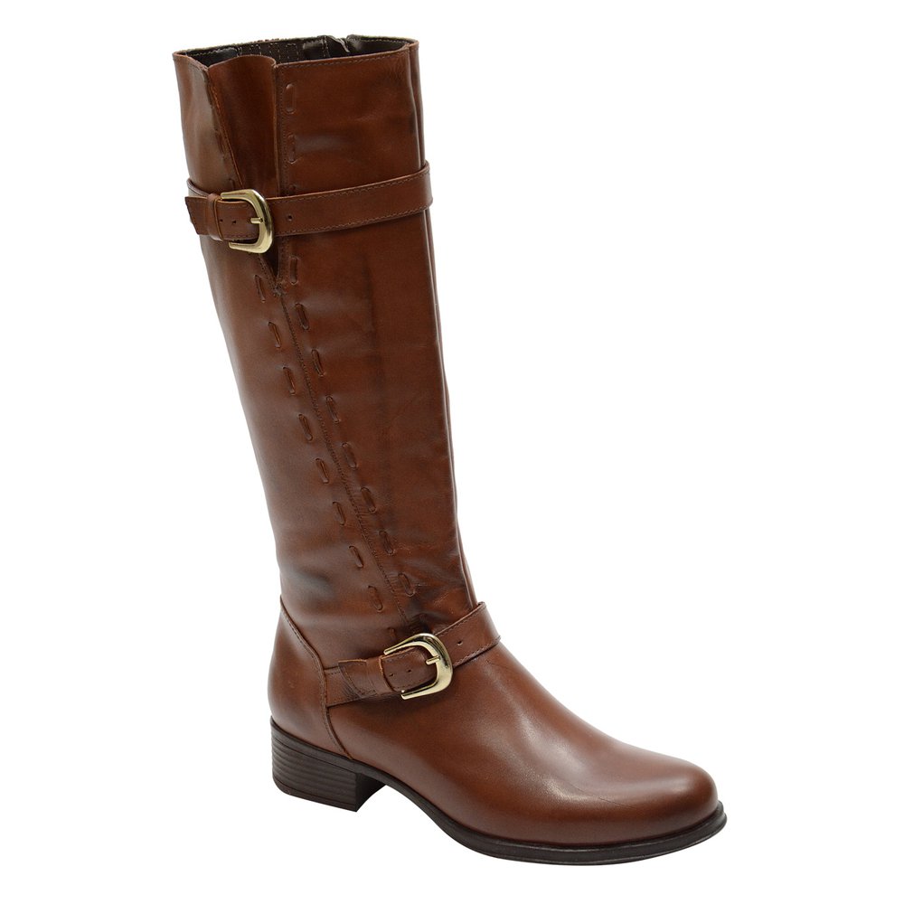 Bota Montaria Feminina Cano Longo Couro Comfort Brandy 2422