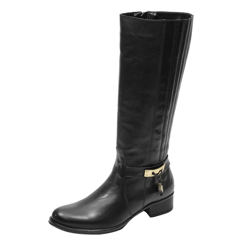 Bota Montaria Feminina Cano Longo Couro Comfort Preto 2423