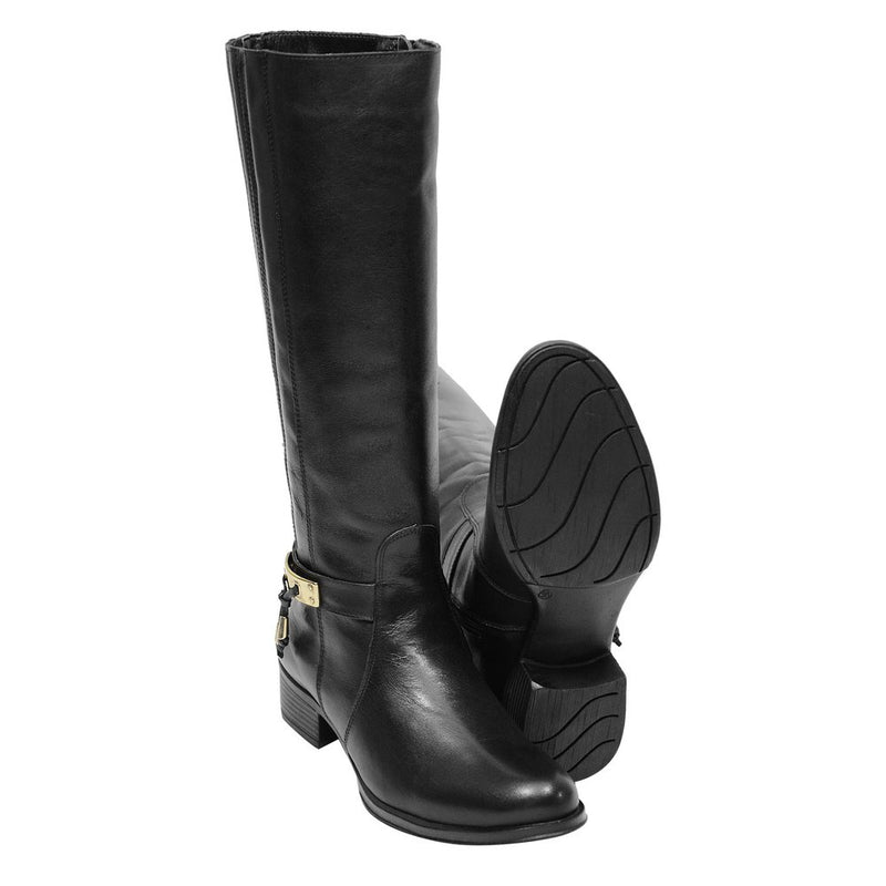 Bota Montaria Feminina Cano Longo Couro Comfort Preto 2423