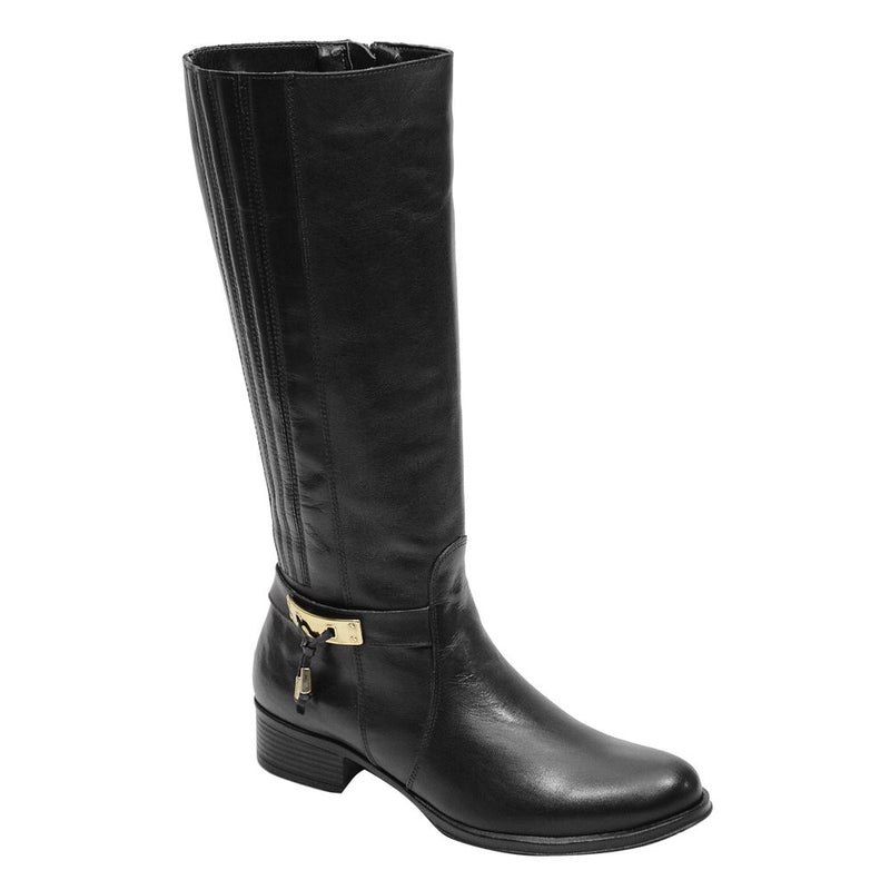 Bota Montaria Feminina Cano Longo Couro Comfort Preto 2423