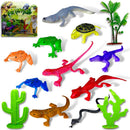 Kit Animais De Brinquedo Répteis Cobra Jacaré Sapo Lagarto