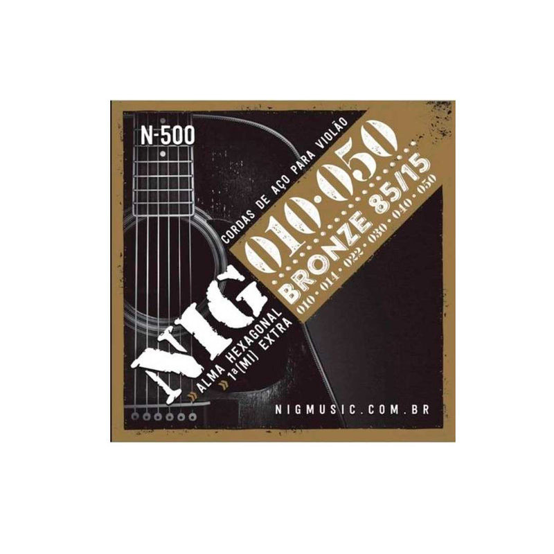 Encordoamento Violão Aço-bronze 85/15 Nig 010"- 050" - 1ª Corda (mí) Extra N500