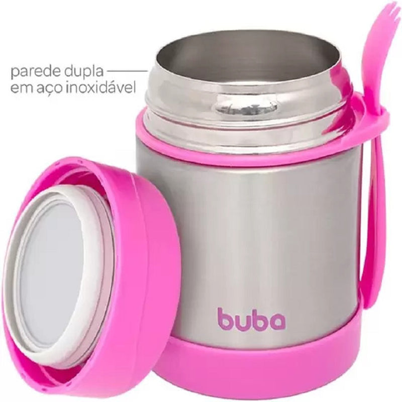 Pote Térmico Com Colher Rosa - Buba