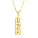 Corrente Cadeado Fecho Gaveta - 2mm - 6g - 70 Cm + Pingente Placa Cristo 3d Diamantada - 2,5 X 1,0 Cm
