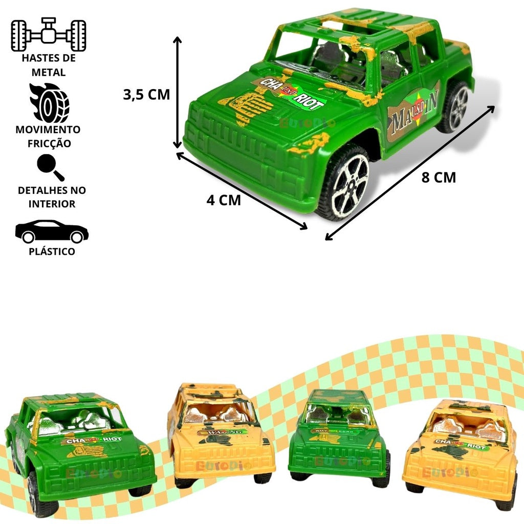 4 Carrinhos Jeep Camuflados A Fricçao Barato Carro Brinquedo
