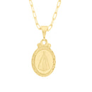 Corrente Elo Alongado Fecho Gaveta 2mm - 5g - 70 Cm + Pingente Medalha Nossa Senhora Pequeno - 1,5 X 1,0 Cm