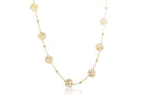 Colar Longo Com Bolinha E Flor Folheado Em Ouro 18k