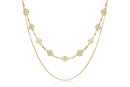 Colar Duplo  Corrente Lisa Corrente Detalhes Folheado Ouro