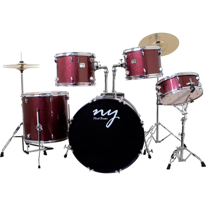 Bateria Acústica 2t Pr Sp Wine Sparkle Vinho Com Banco Ny F1rst