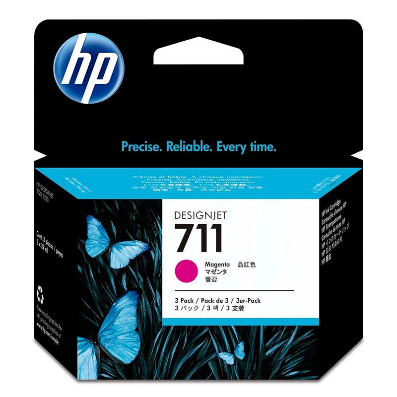 Cartucho de tinta HP 711 Magenta PLUK 29ml com 3 unidades - CZ135AB