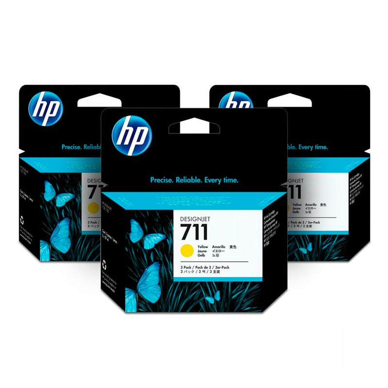 Pacote de Cartuchos HP 711 Amarelo PLUK 29ml com 3 unidades - CZ136AB