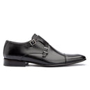Sapato Masculino Double Monk Strap Solado De Couro Cromo Preto